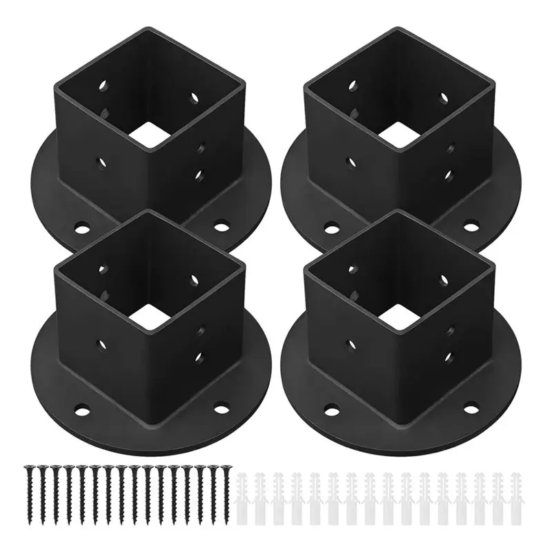 

【НА РУКОЮВЕДЕНЬЮ ВОЛЯТИН】Усиленные черные металлические кронштейны для крепления к перилам/заборам 2x2, 4 шт., квадратные фланцевые опоры для столбов