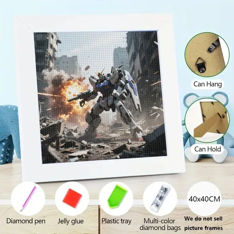 

1PC Sci-Fi Mecha Robot Diamond Painting Kit 5D Full Drill Gundam Style Action Battle Scene Explosion Rhinestone Embroidery DIY H