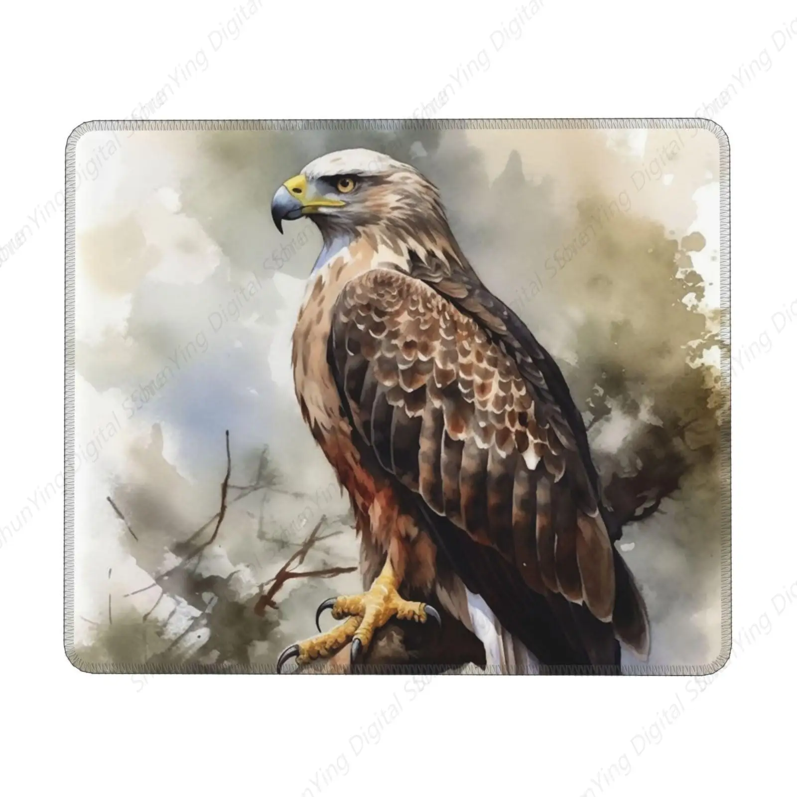 

Men'S And Women'S Non Slip Mouse Pads Watercolor Eagle Sitting On A Tree Mouse Pad Game Table Pad Non Slip Rubber 18*22cm