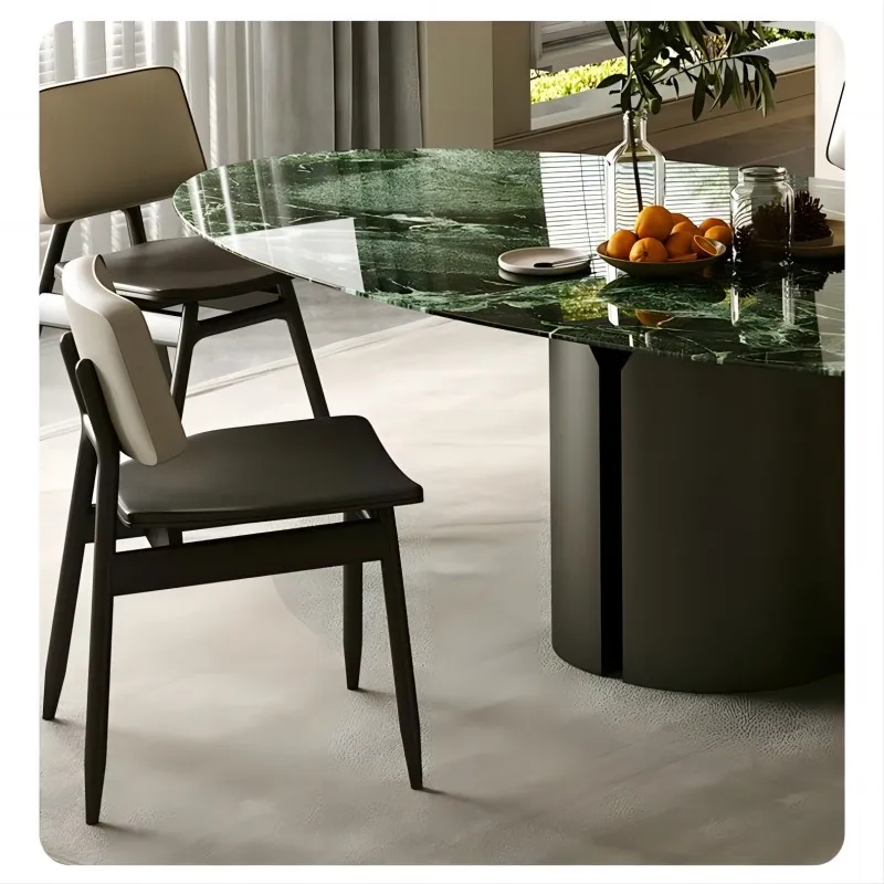 Marble dining table villa oval home Prada green dining table master design and customization