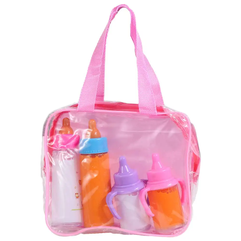 Girls Gift Milk & Juice Bottles Feeding Set Play House Pretend Baby Bottle Pacifier Plastic Dollhouse Decor Feeding Bottle