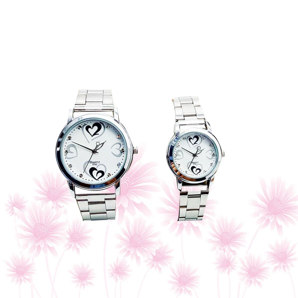 

Couple Quartz Wristwatch Steel Strap Fashion Waterproof Lover Watch Perfect Gift for Valentine New Year Birthdays Pink Girl