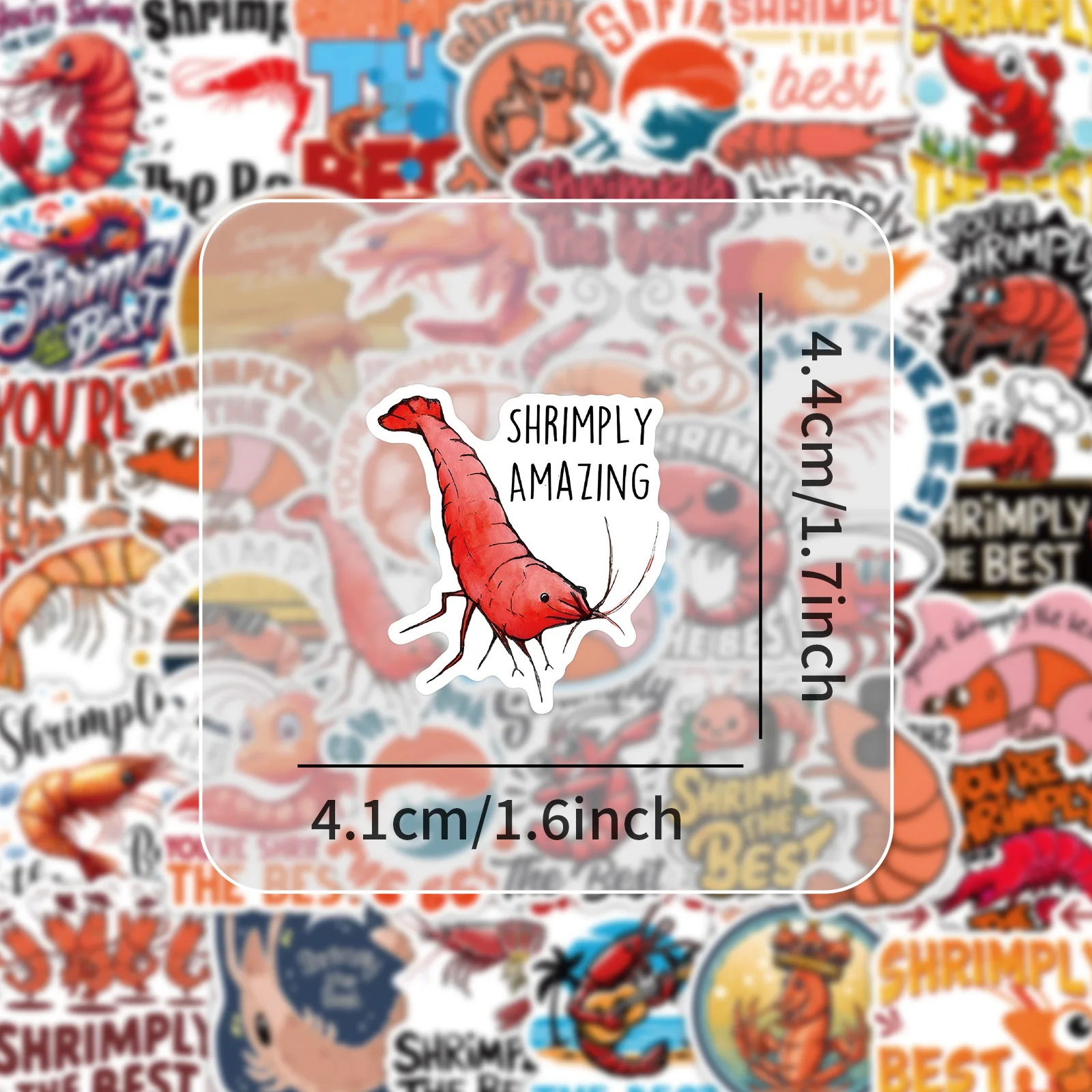 

10/30/53PCS Funny Shrimply The Best Creative Cartoon Sticker Cute Lobster Decal Notebook Phone Guitar Luggage Cup Car Decal Toys