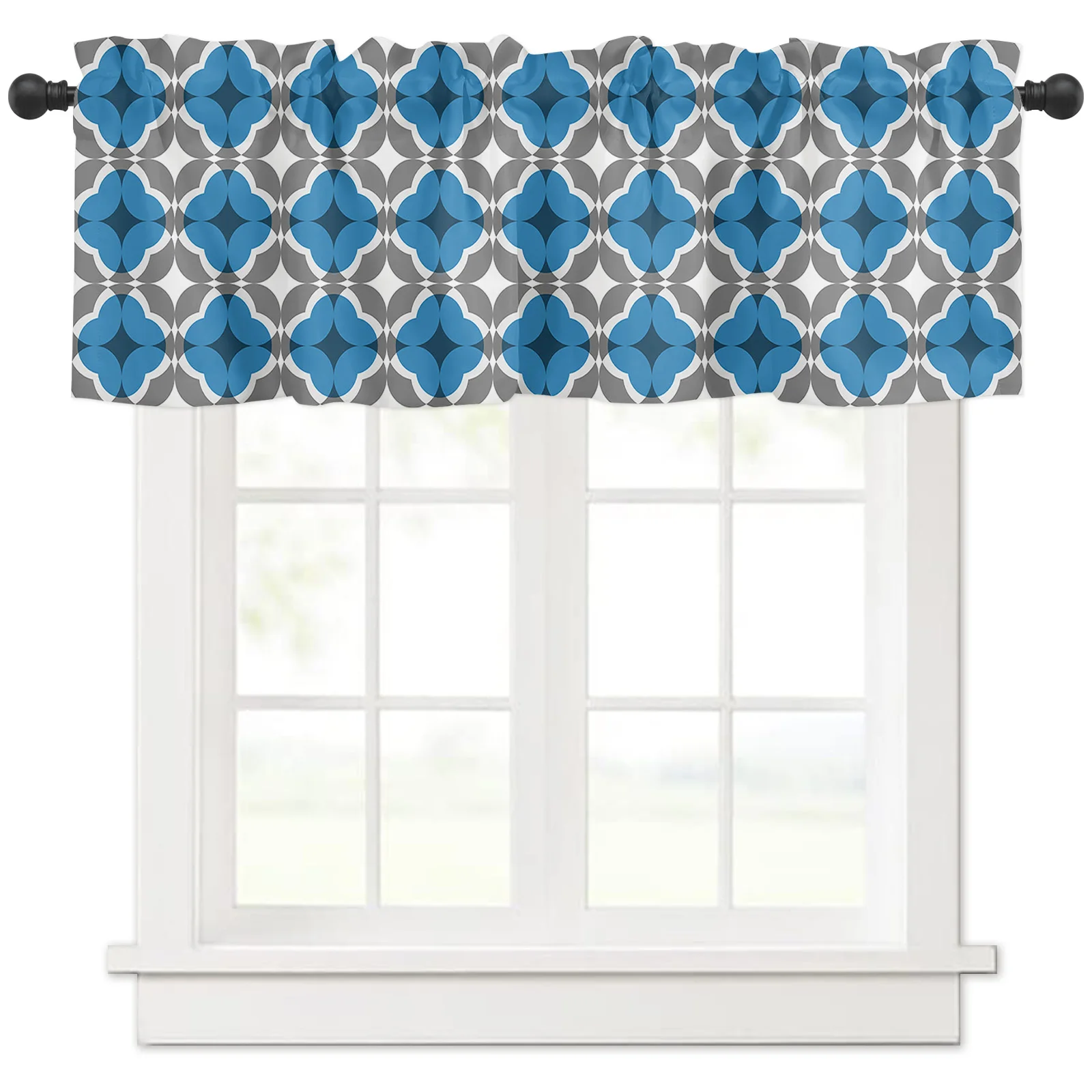 

ZEDLIYU Valances for Windows Kitchen Living Room Small Window Valance Geometry 1 Panel, 54 x 18 Inch