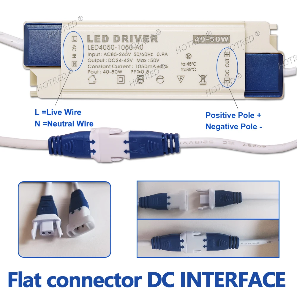 Fuente de alimentación del controlador LED, transformador de luz de lámpara de 20W, 30W, 36W, 40W, 50W, 500mA, 600mA, 700mA, 800mA, 900mA, 1000mA,