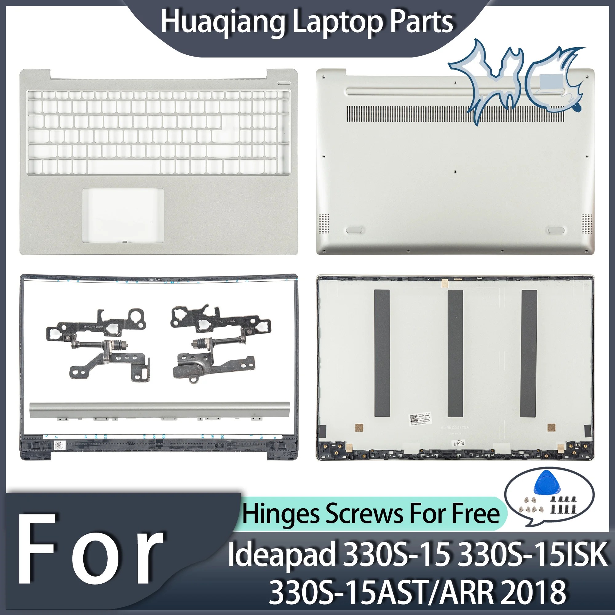 

New Laptop Parts For Lenovo Ideapad 330S-15 330S-15ISK 330S-15AST/ARR 2018 Top Lid Bezel Palmrest Bottom Hinge cover Silver