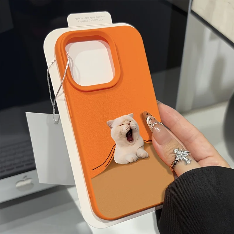 حافظة لهاتف آيفون 16 17 Air 15 14 13 12 11 Pro Max غطاء هاتف ناعم على شكل قطة النوم لهاتف آيفون XS Max X XR 16 Plus Funda #5