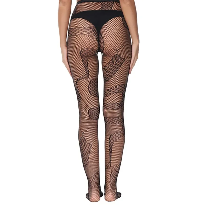 Calze collant a rete a rete con stampa leopardata a forma di serpente da donna sexy Calze da festa Clubwear Collant Calzini Calze eleganti