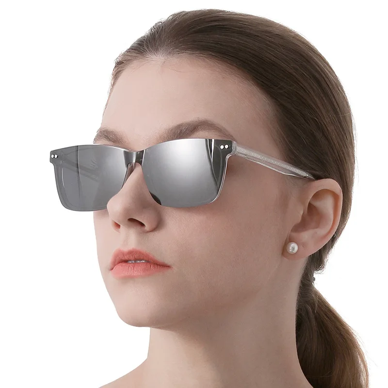 

New Detachable Magnetic Clip Polarized Sunglasses Fashionable and Versatile With Square Frame Sunglasses Panel and Rice Nail