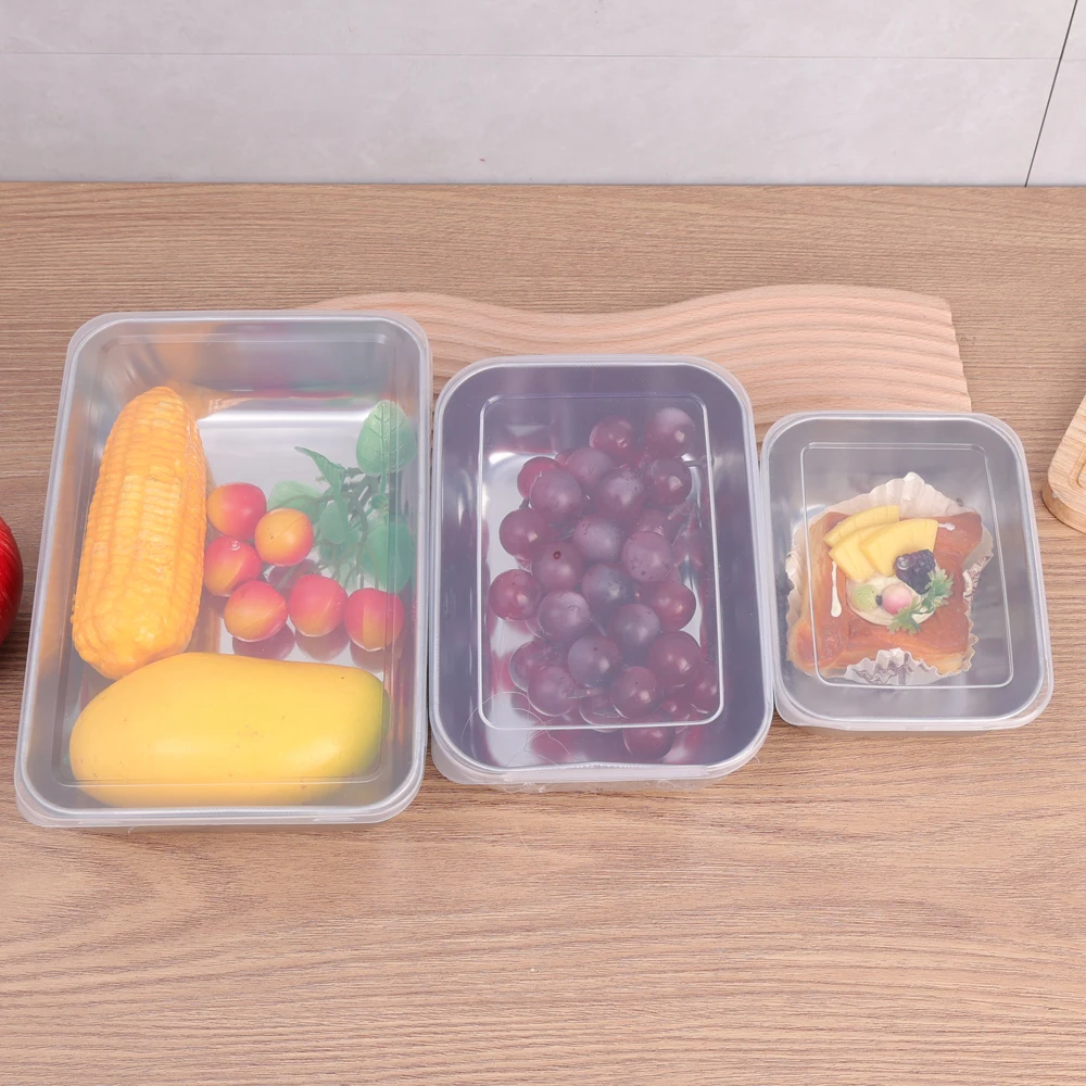 Stainless Steel Food Storage Box Fresh-keeping Box Lid Rectangle Sausage Noodles Fruit Dish with Cover Food Storage Containe