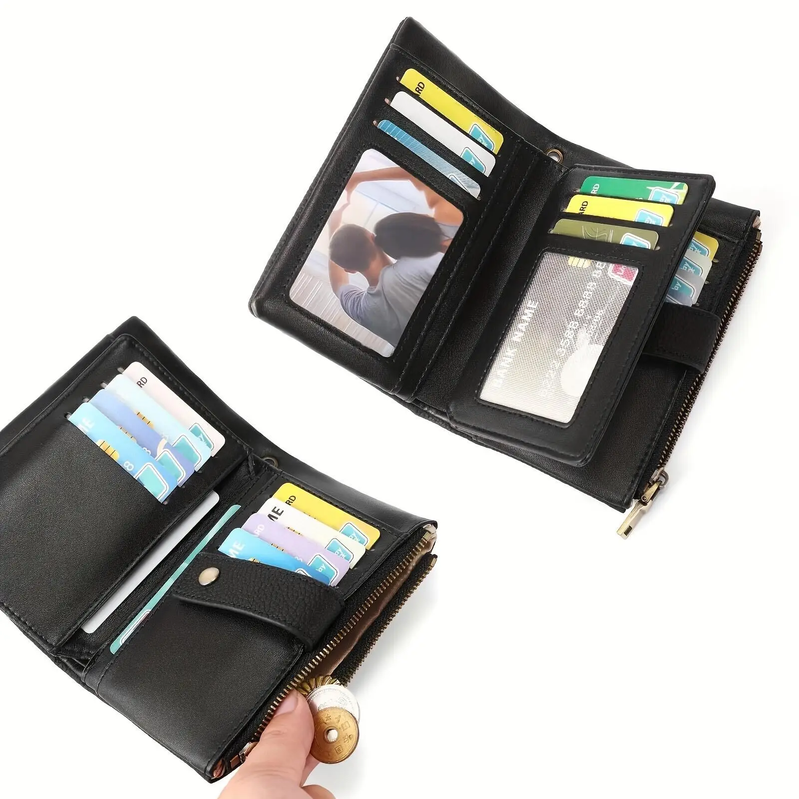 Western Lychee Pattern PU Leather Short Women Wallet Large Capacity Coin Purse for Ladies