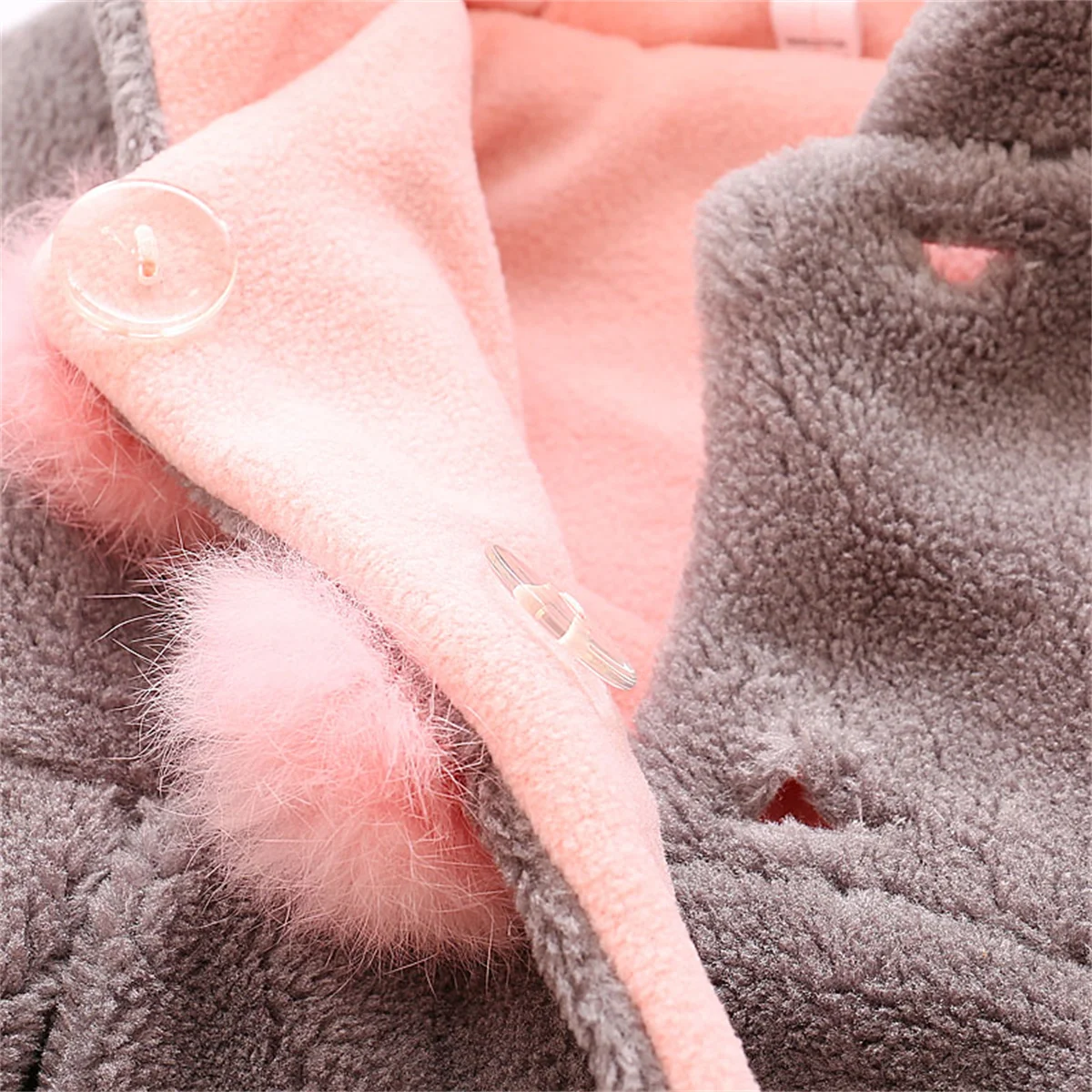 Winter Baby Fleece Coat Girl Cute Ears Hooded Artificial Fur Clothes Children\'S Warm Versatile Jacket