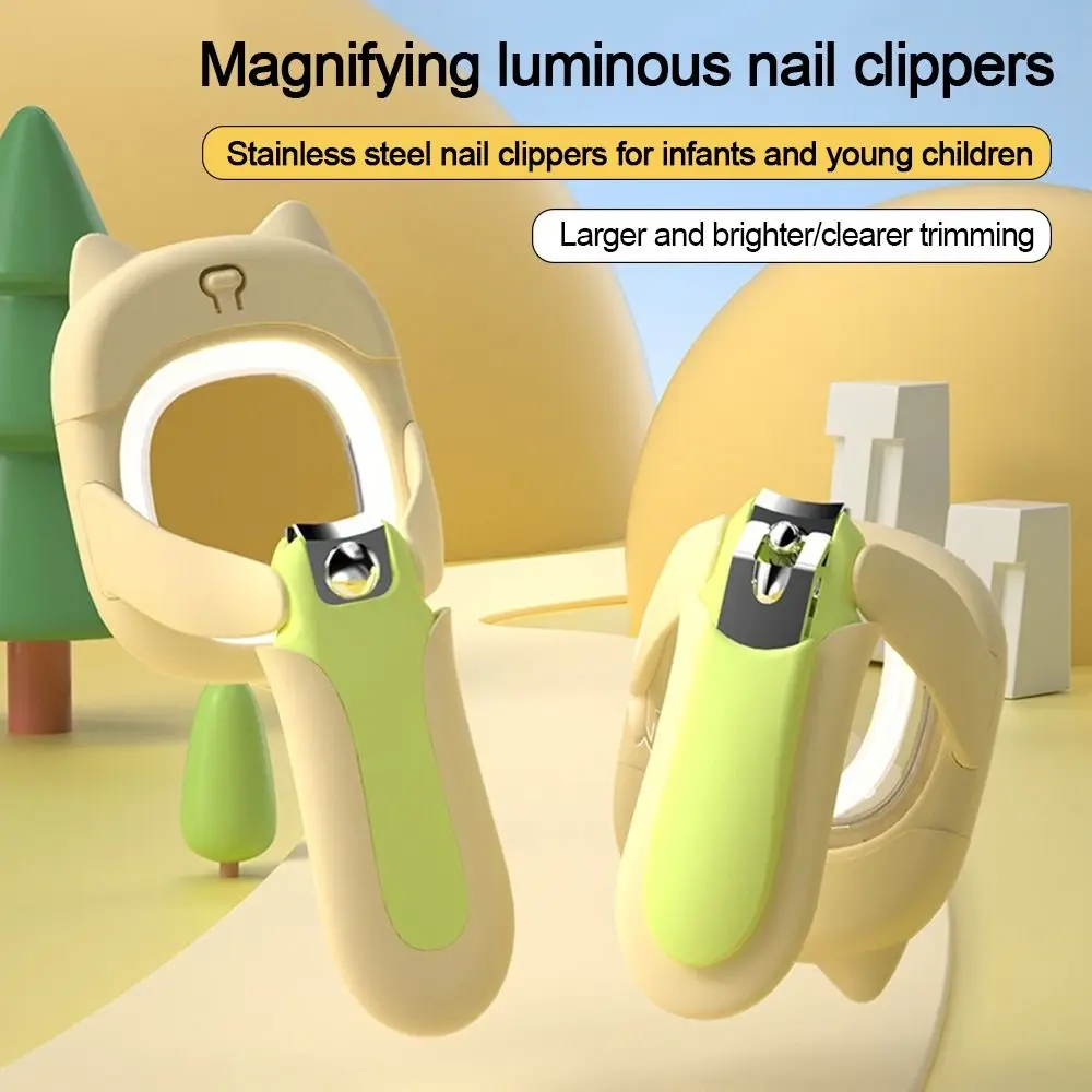 With LED Light Baby Nail Clippers Ergonomic Anti-splash Design Nail Trimmer Nail Care Safe Secure Magnifying Glass Nail Clipper
