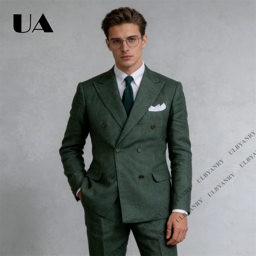 

Men's Classic Two Piece Suit with Double Row Jacket & Pants, XS-8XL Big & Tall Formal Business Suit Tuxedo Pants ULBYANRY
