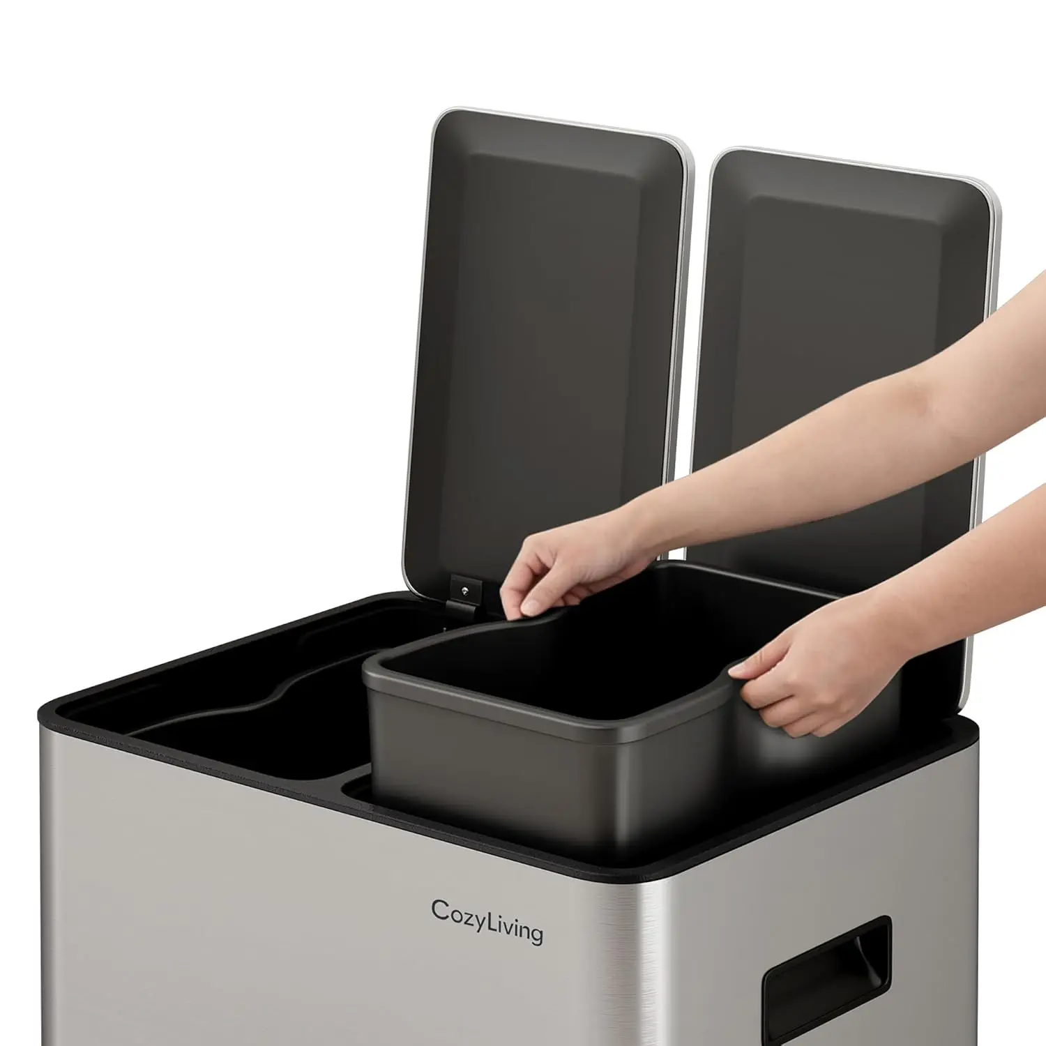CozyLiving Premium Stainless Steel Dual Compartment Pedal Bin