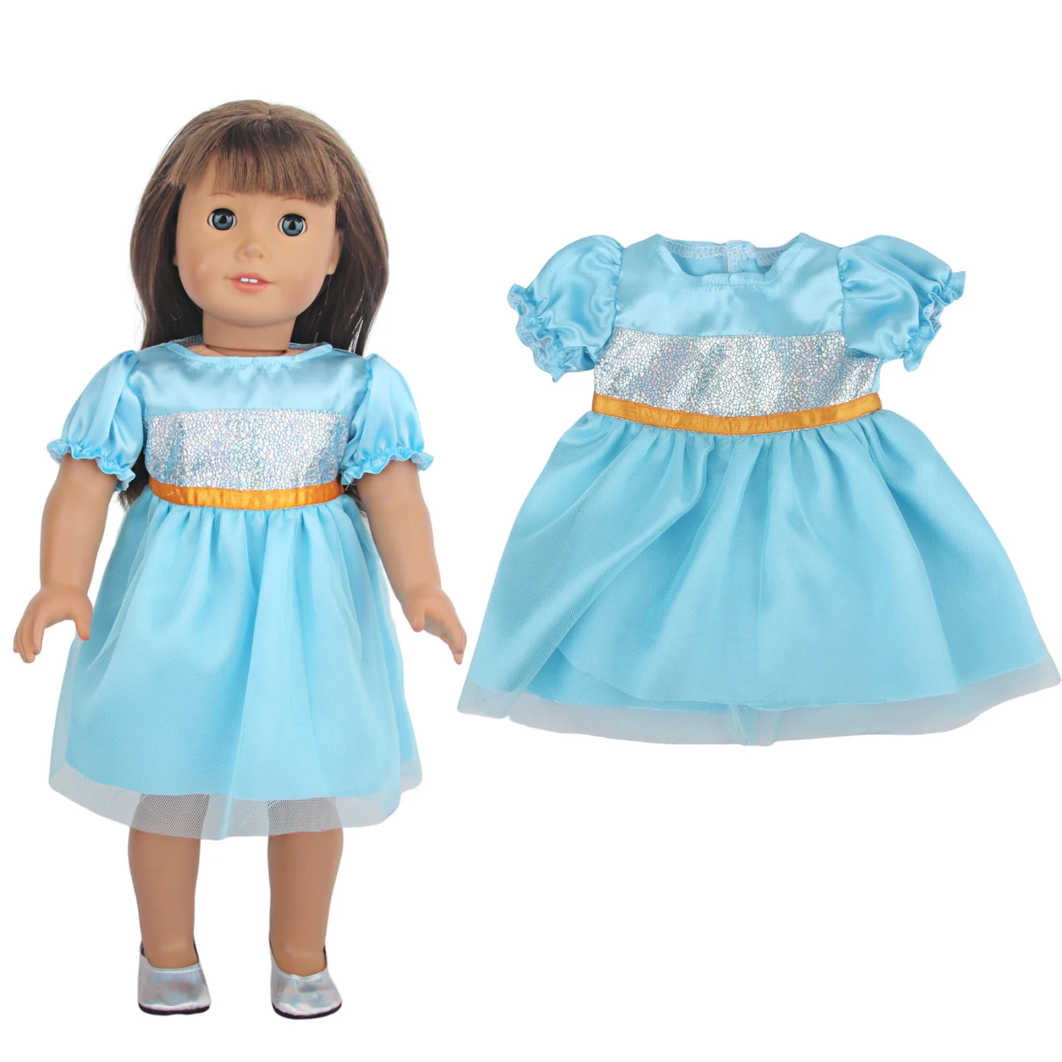 Vestido de muñeca de princesa linda, ropa para muñecas americanas de 18 pulgadas, falda con lazo para bebé recién nacido y OG de 43cm, regalo para