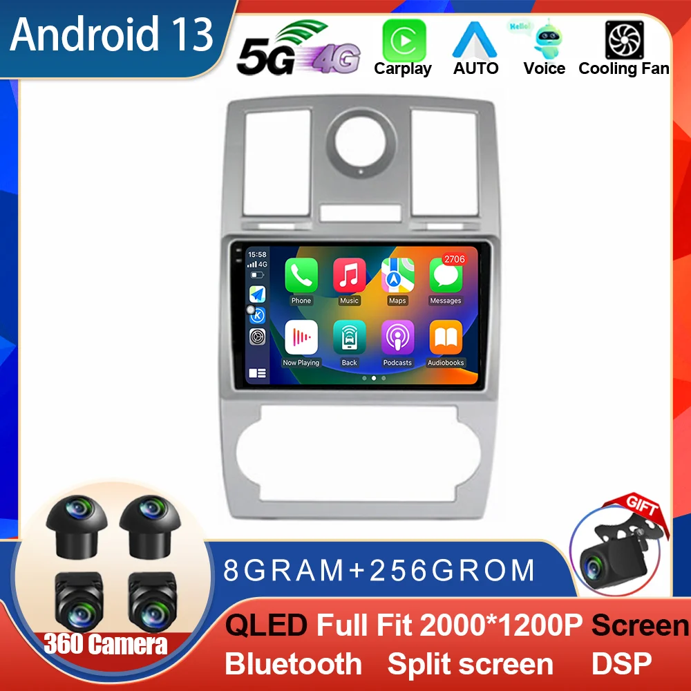 

Android 14 For Chrysler 300C 2005 -2007 Car Radio Multimedia Video Player Auto Carplay Navigation GPS QLED Touch Screen Stereo