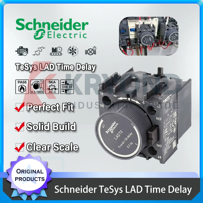 Schneider TeSys LAD LADT LADR LADS Pneumatic Time Delay Auxiliary Switch Block LC1D Contactor Industrial Control On Off 1NO 1NC