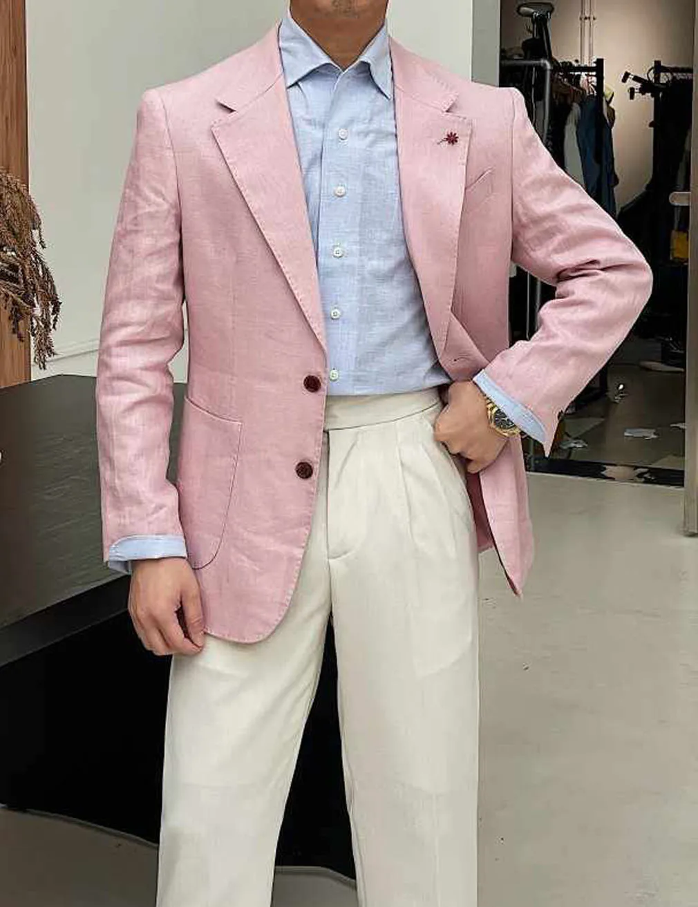 

Summer Fashion Suit Jacket Men's Jacket Linen Jacket Regular Slim Fit Comfortable Large Pocket Double Button Suit Jacket