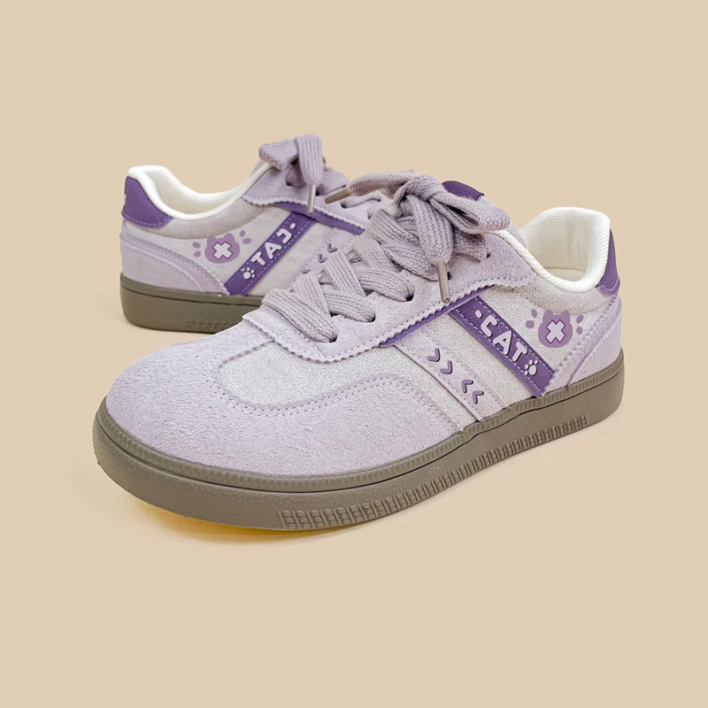 Amy and Michael Lovely Purple Flat Casual Sneakers for Girls Students Sports Shoes Tennis Female Women Skateboard Shoes Low Tops