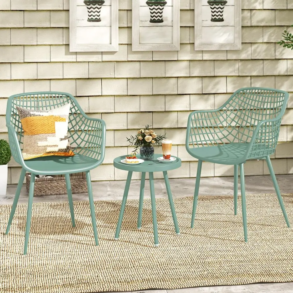 

3 Piece Patio Bistro Set, All Weather Heavy Duty Table and Chairs Set of 2 with Widen Seats, Outdoor Furniture Set for Porch, B