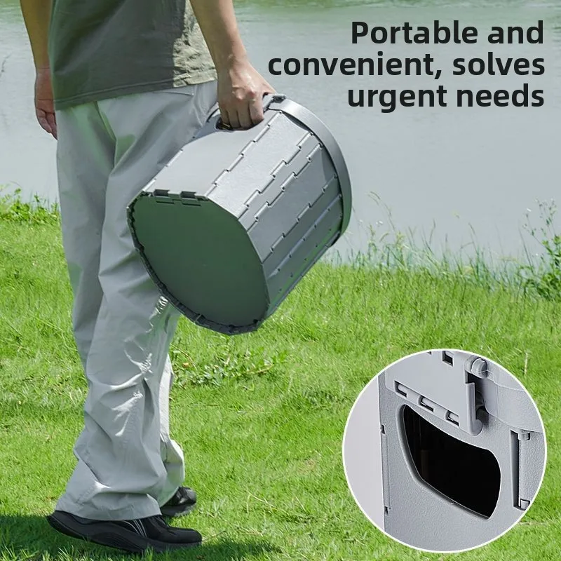 Outdoor Folding Toilet, Portable Commode, Mobile Emergency Car Toilet for Camping Self-driving Tour