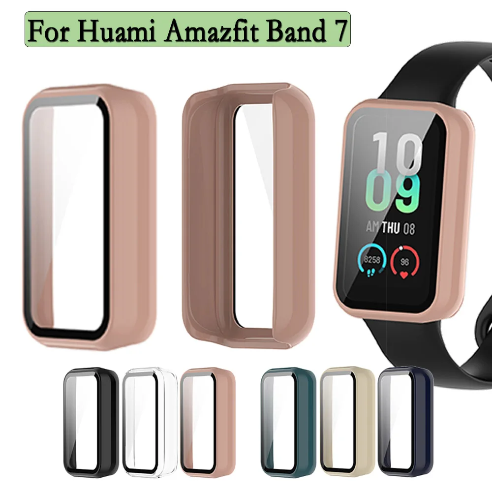 

Защитный чехол для Huami Amazfit Band 7 + Защитная пленка для экрана 2 в 1 защитный чехол для часов с закаленным стеклом