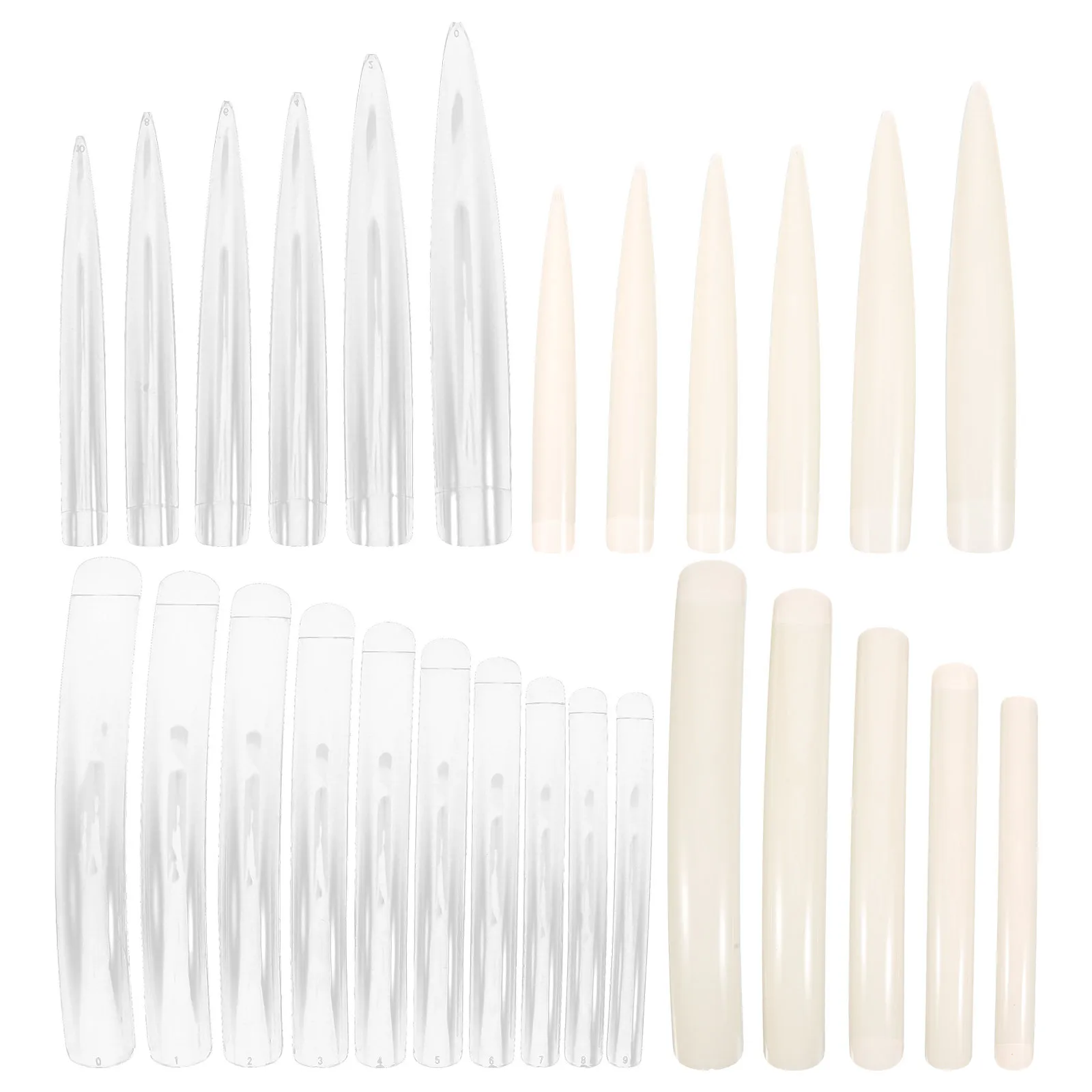 

44Pcs Full Cover Nail Tips Transparent Long False Nails for DIY Nail Art Salon Party Fake Nails Artificial Fingernails