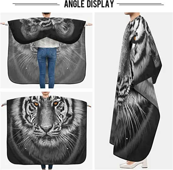 Barbershop Haarschnitt Schürze Tiger Löwe Muster Friseur Kleid Wasserdichte Haarstyling Capes Antistatische Friseur Mantel Werkzeug – Detail 9