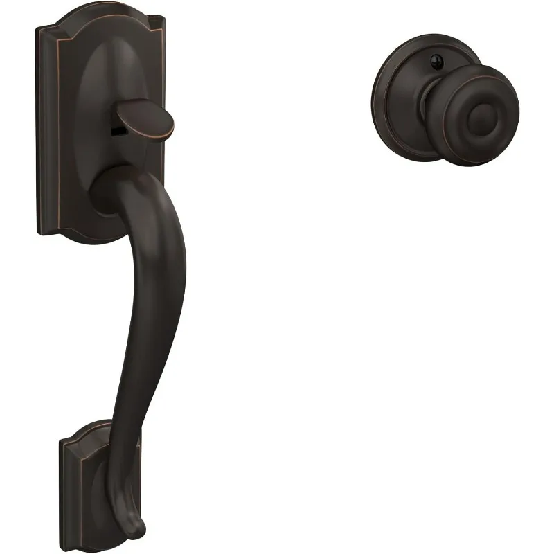 FE285 CAM 716 GEO Camelot Front Entry Handleset with Georgian Knob, Lower Half Grip, Standard Interior Trim