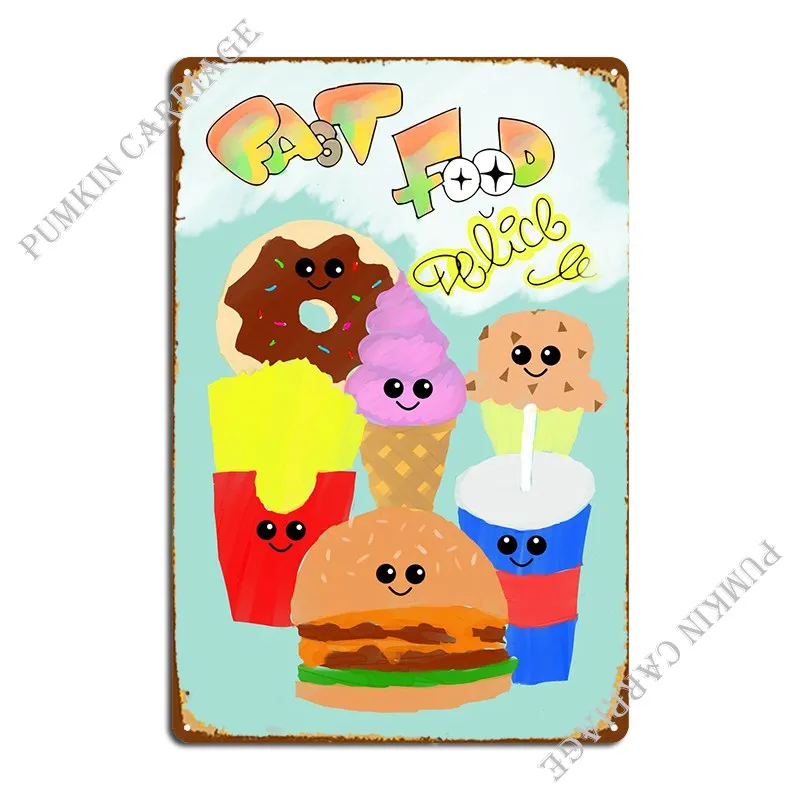 

Fast Food Family Portrait Metal Plaque Wall Decor Wall Cave Wall Decor Cave Designs Tin Sign Poster