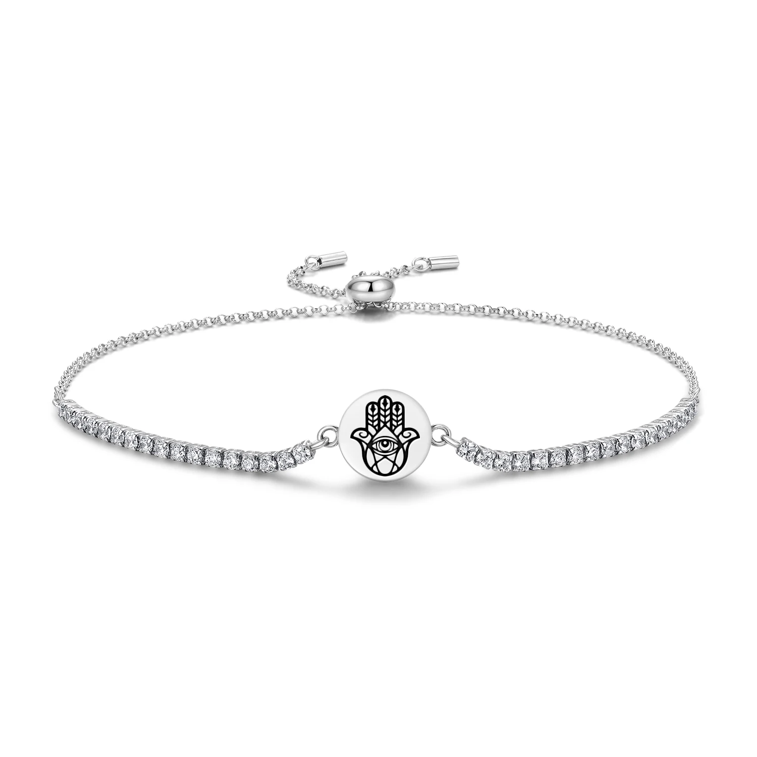 

Hamsa 925 Sterling Silver Charm Zircon Bracelets Diy for Jewelry Womens Accessories Trendy Gift