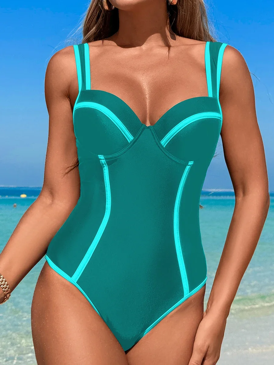 2025 Strappy Swimsuit Women One Piece Push Up Swimwear Female Sexy Sporty Bodysuit Bathers Bathing Swimming Swim Suit Beachwear