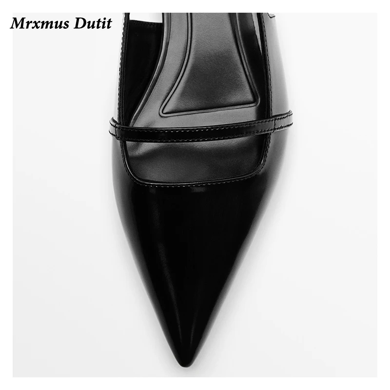 Mrxmus Dutit 2023 Summer New Fashion Women New Pointed Head Flat Sandals Elegant Versatile Solid Simple Shoes Female Chic Pumps