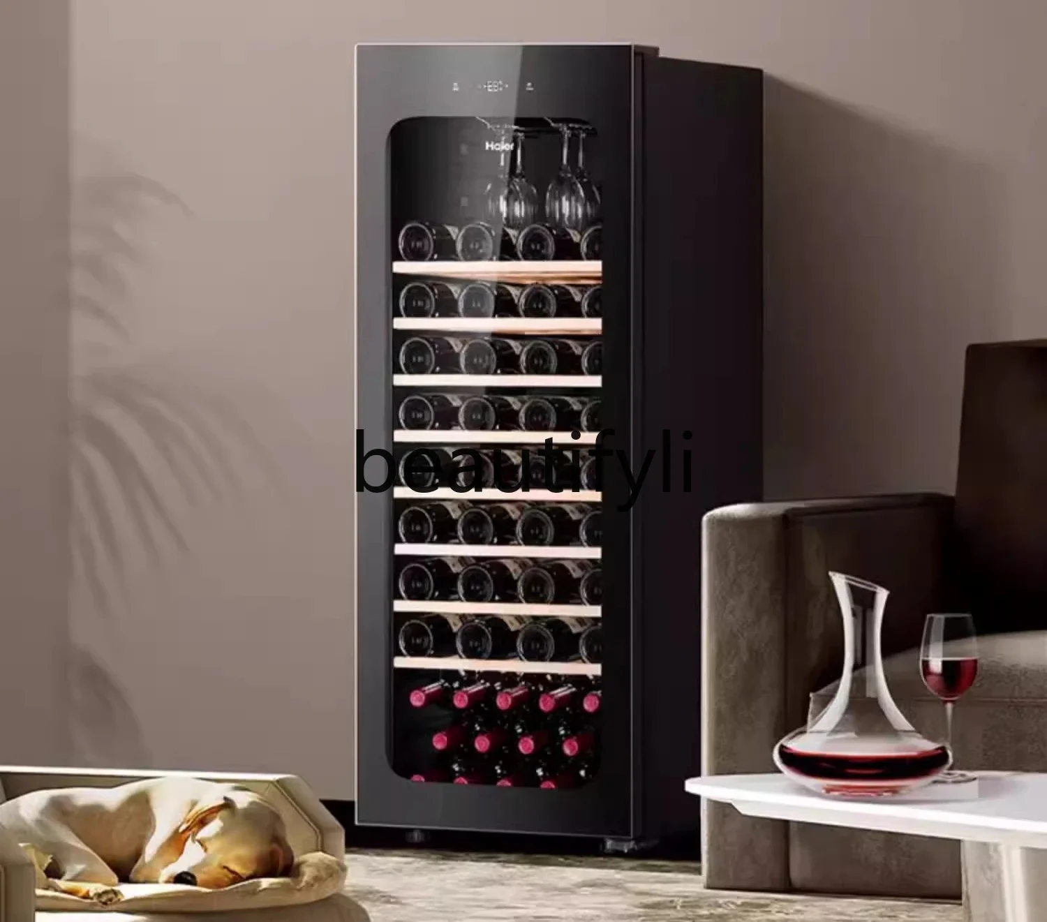 A01 خزانة مشروبات حمراء 196 لتر منزلية 84 زجاجات تبريد الرياح خالية من الصقيع مكتب غرفة المعيشة خزانة مشروبات طازجة مبردة #2