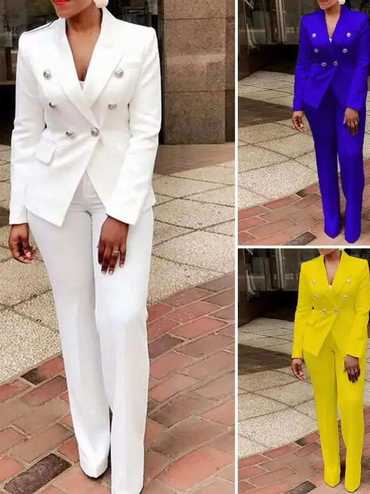 Long Sleeve Two Piece Suit Set with Pants Elegant Professional Look Polyester Material Ideal for Ages 18-25 Spring Season