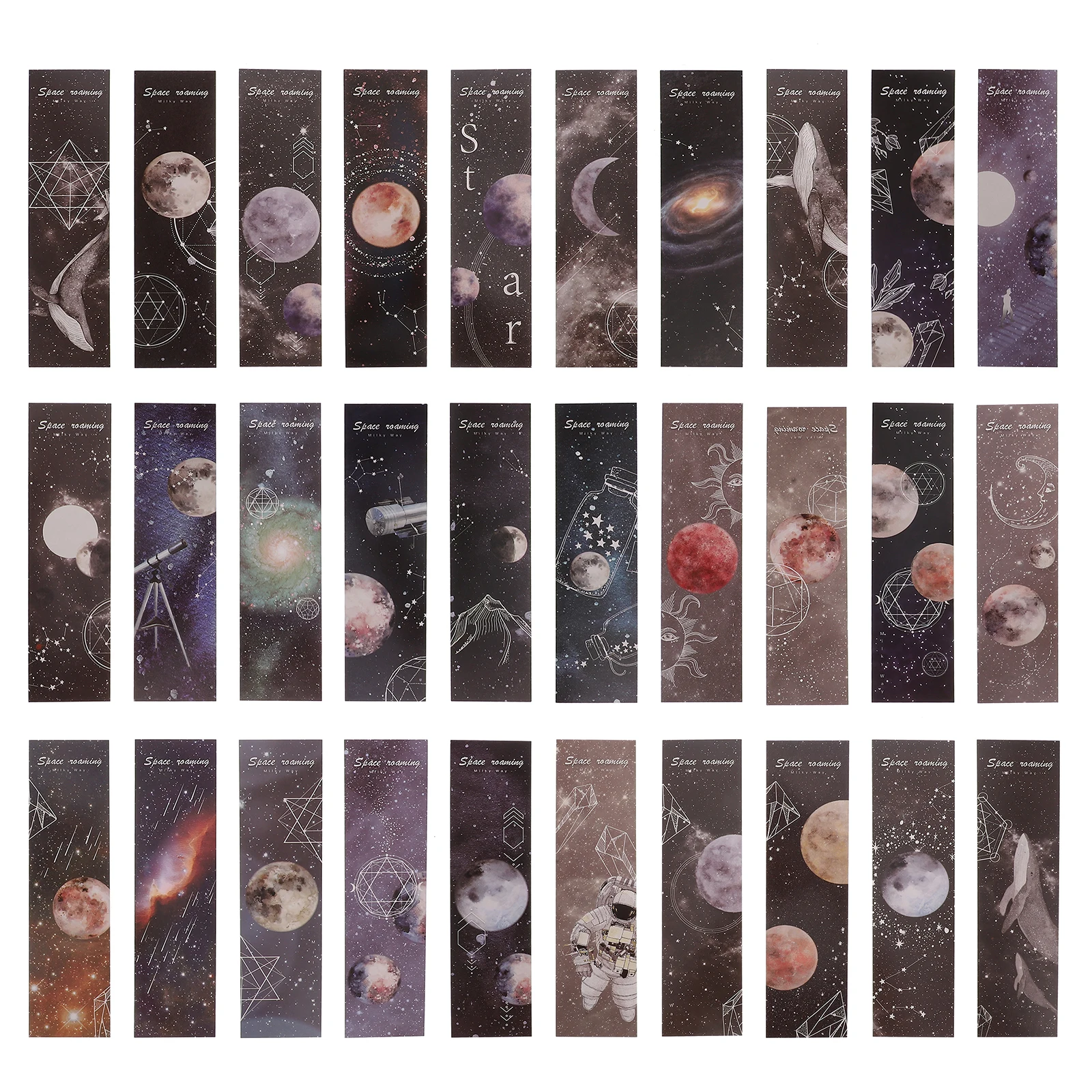 

60 Pcs Bookmarks Cards Space Theme Science Moon DIY Kit Planet Markers Paper Labels Students Gifts birthdays holidays