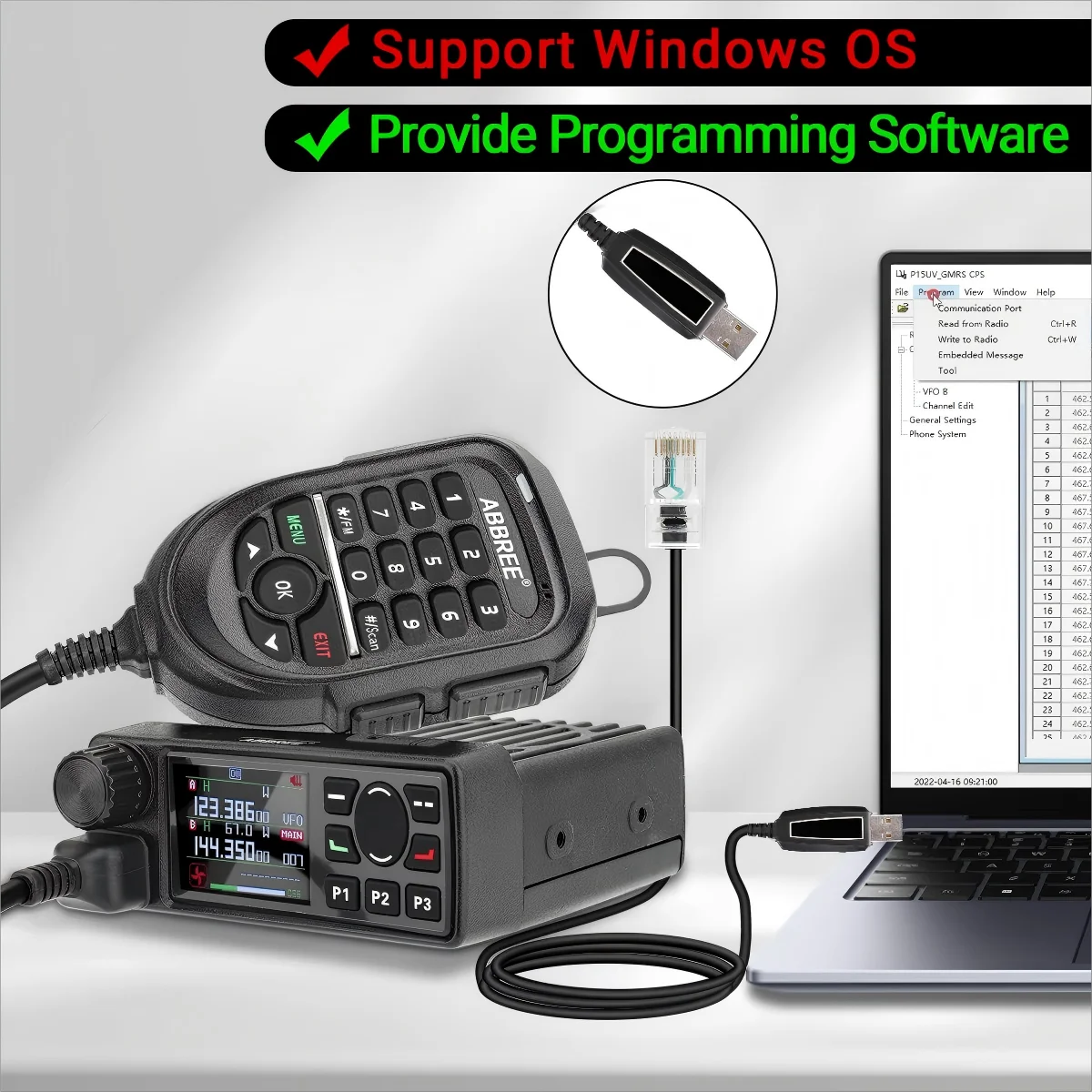 ABBREE AR-2520 USB Programming Cable PU Material Widely Use for Abbree AR 2520 V1 V2 25W Mini Mobile Car Radio Walkie Talkie