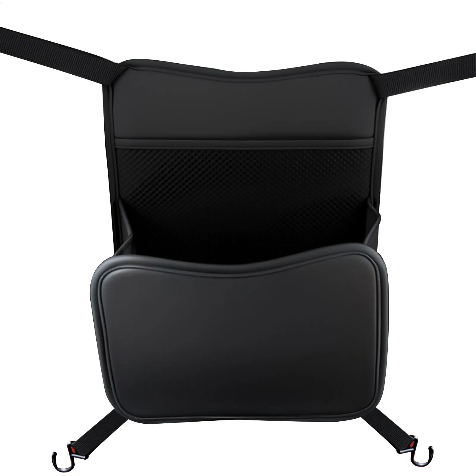 

Between Seat Car Organizer PU Leather Pouch With Compartments Front Seat Car Organizer For Snack Key Cup Purse SUV Backseat