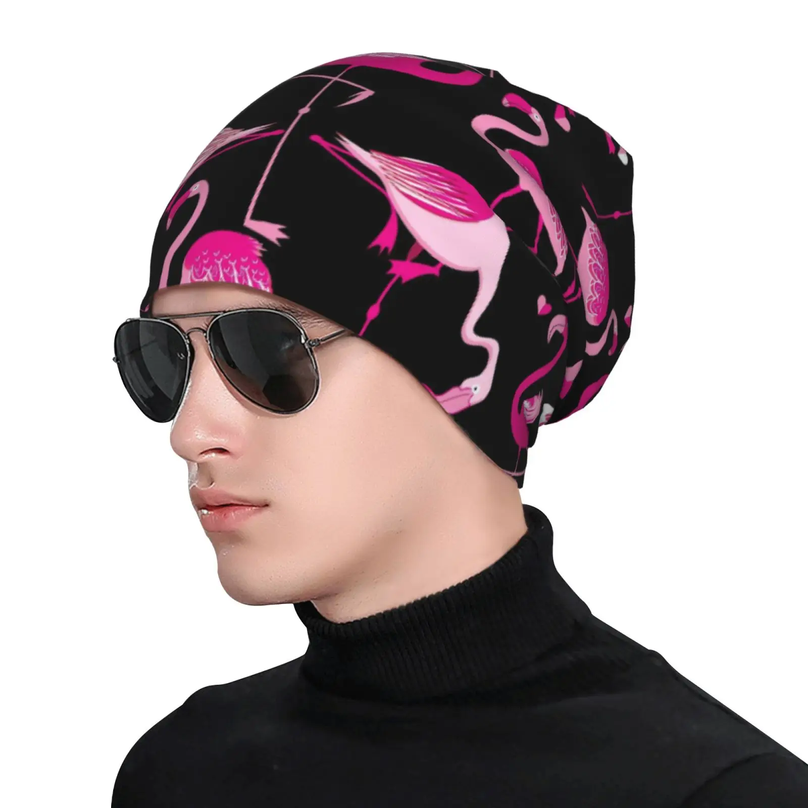 Pink Flame Bird Printed Knitted Hat for Men and Women Cool Winter Warm Knitted Adult Hat Soft Hat Warm Fashion