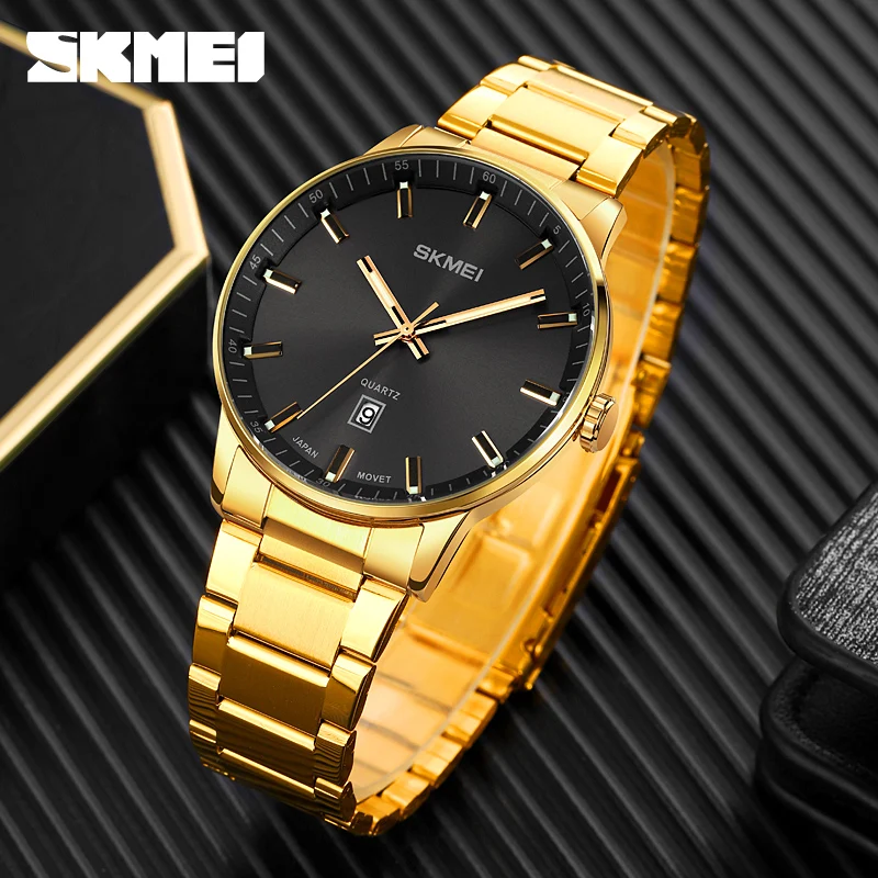 

SKMEI Top Brand Luxury Mens Watches Waterproof Stainless Steel Watch Quartz Men Casual Calendar Male Clock Business Wristwatch