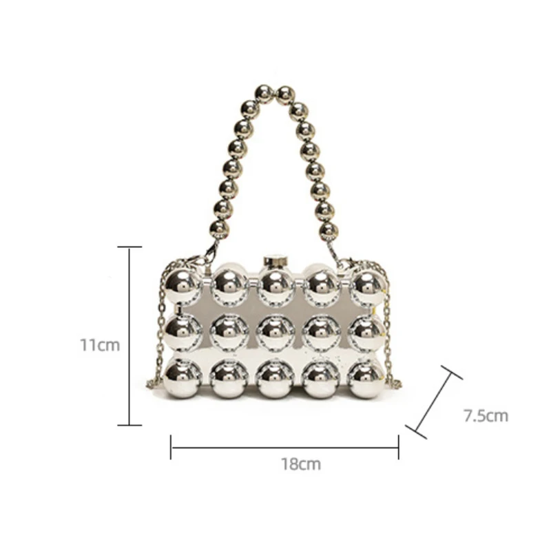 Gold Perlen Kette Bankett Geldbörse Luxus Acryl Kuchen Box Tasche Frauen Nische Design Kreative High-end-Marke Elegante Schulter handtasche – Detail 1