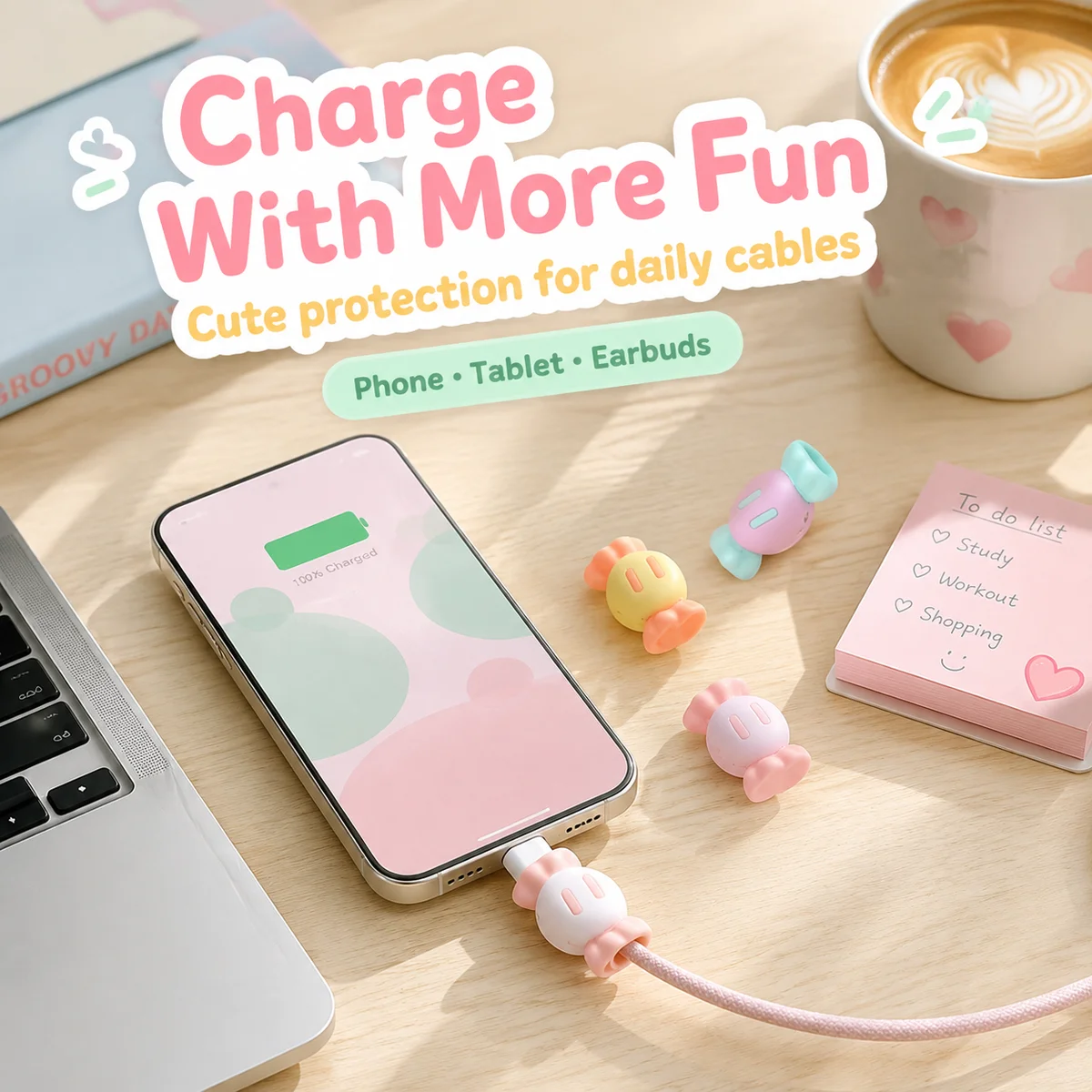 Mobile data cable protection case, silicone cartoon 2-in-1 storage cable, anti breakage charging cable head, travel