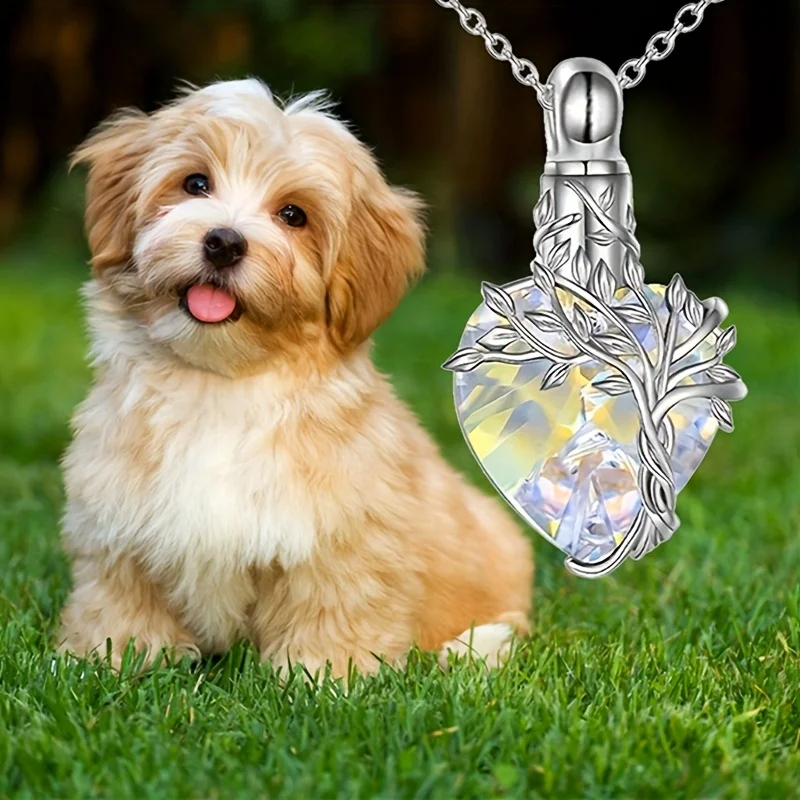 قلادة جرة شجرة الحياة على شكل قلب للرماد مجوهرات جنائزية كريستالية تذكارية هدايا عيد الأم للنساء والأم والأخت والصديق #4