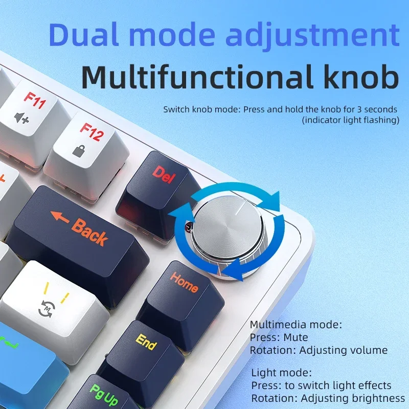 Cool Backlight Mechanical Keyboard,82 Keys,Multifunctional Knob,Full Key Hot Swappable,Wired Connection,Windows&Mac