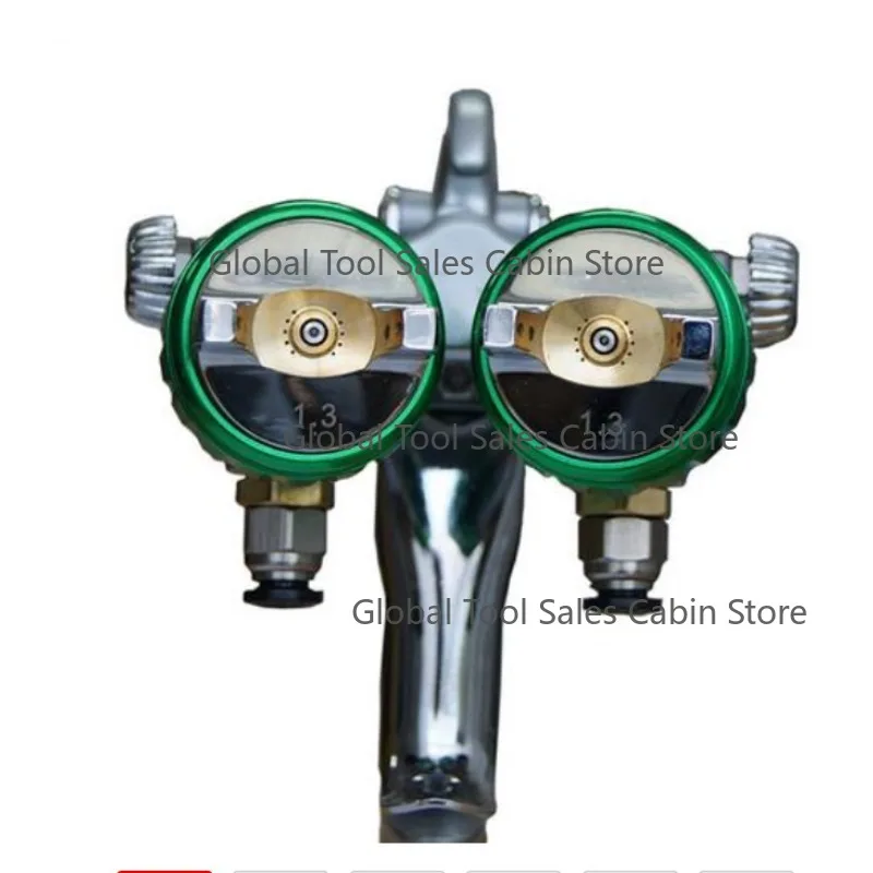 

Pneumatic High Pressure Spray Double Nozzle (1.3mm/1.0mm) Aluminum Construction 1000 Cup Capacity Adjustable