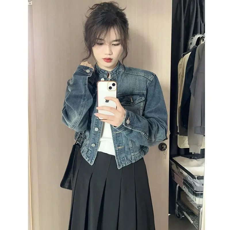 

Осенние женские укороченные куртки, размер с широкой застежкой, геометрический цвет, с манжетами, красивый металлический приталенный свободный цвет в китайском стиле