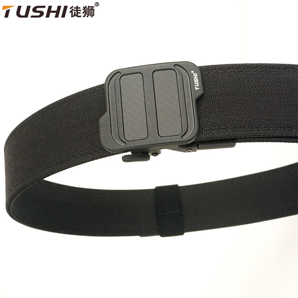 

TUSHI New Military Belt for Men Nylon Metal Automatic Buckle Duty Belt Tactical Outdoor Girdle IPSC Secretly carried Accessories