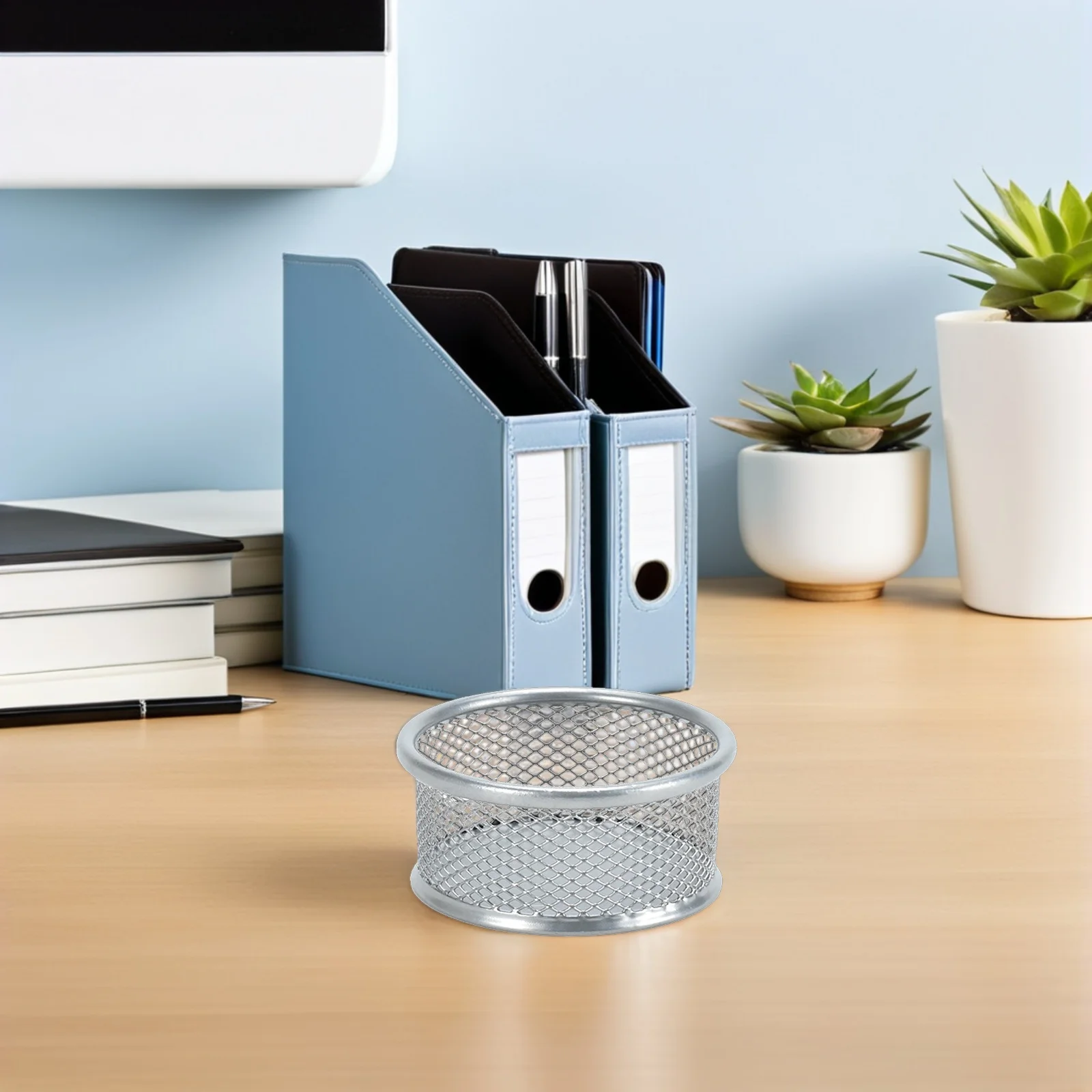 

4pcs Mesh Paper Clip Containers Desk Baskets Storage Holders For Office Supplies Household Small Items Scratch-Resistant