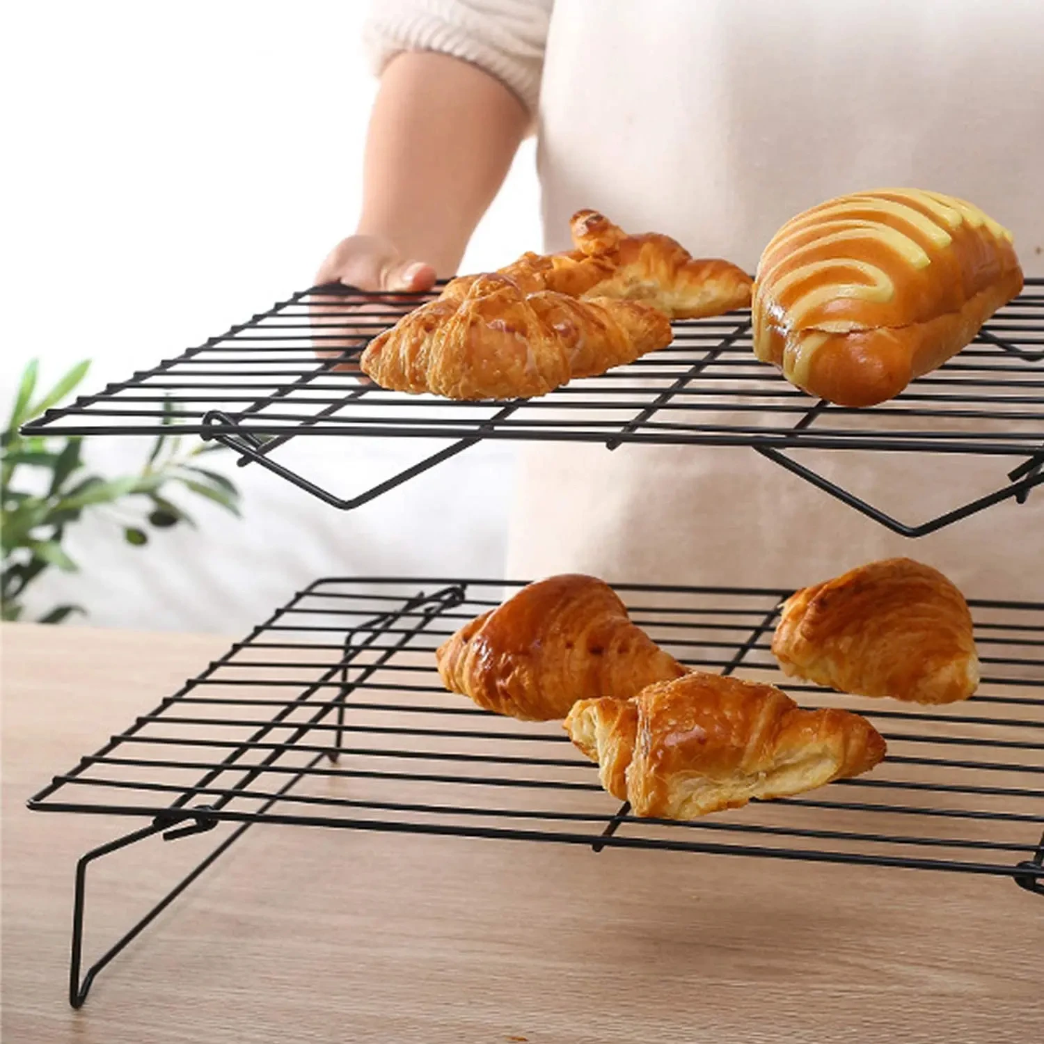 

Non Stick Stainless Steel Wire Grid Baking Tray - Durable Cake Cooling Rack for Oven, Kitchen, Pizza, Bread, Cookies - Versatile